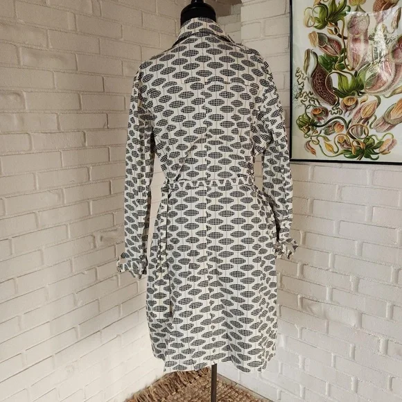 Gap Stylish Black and White Patterned Trench Coat lightweight Rain Jacket - Picture 2 of 4